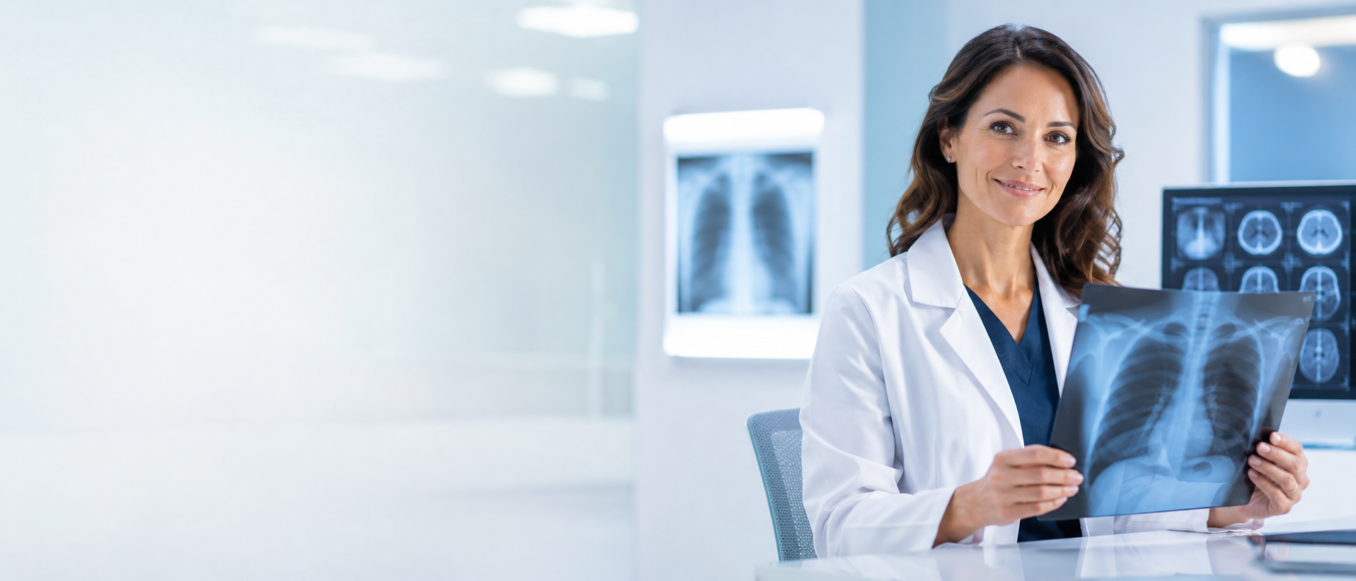 Radiology professional reviewing diagnostic imaging